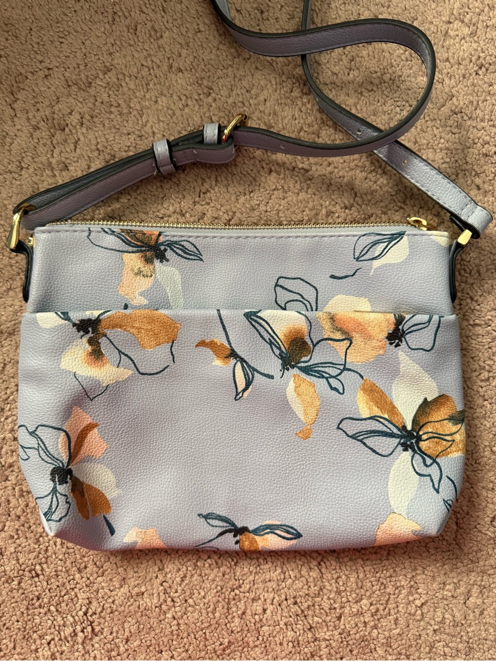 a new day Lavender Floral Crossbody with Gold Accents
